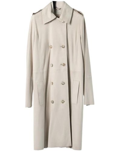 Giorgio Brato Trench coat in pelle scamosciata leggera di lusso - Neutro