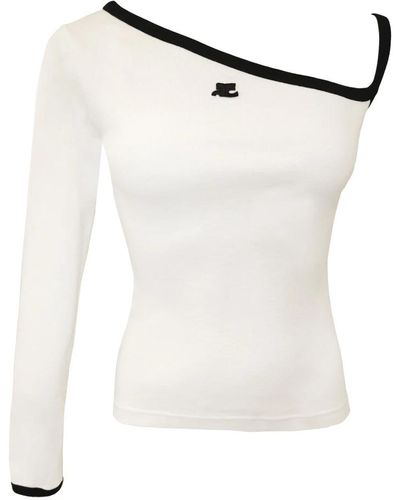 Courreges Elegante e sportiva maglietta a maniche lunghe - Bianco