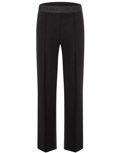 Cambio Pantalones negros elegantes con banda de cintura bordada