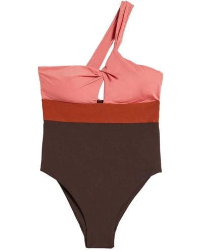 Max Mara Ein-schulter badeanzug braun strandkleidung - Rot