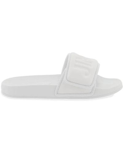 Jimmy Choo Fitz slides con fascia logo lycra - Bianco