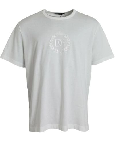 Dolce & Gabbana Weiße baumwoll-logo-rundhals-t-shirt - Grau