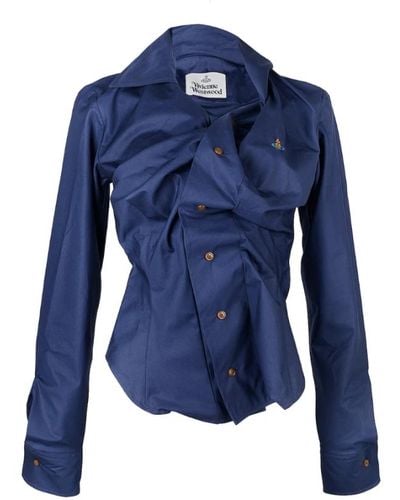 Vivienne Westwood Asymmetrische navy drunken shirt - Blau