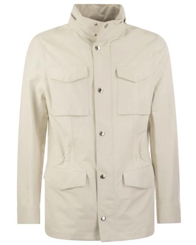 Brunello Cucinelli Field jacket in linen and silk membrane panama with heat tapes - Neutro