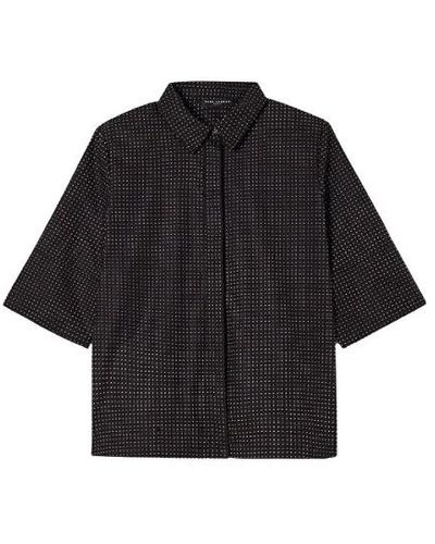 Tara Jarmon Camisa de algodón estampada con broche - Negro