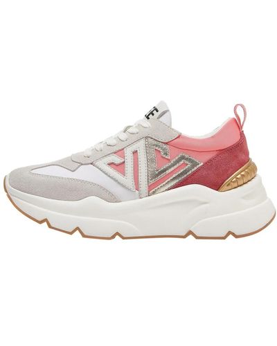 Emanuélle Vee Rosa wildleder- und nylon-sneakers mit goldener einlage - Pink