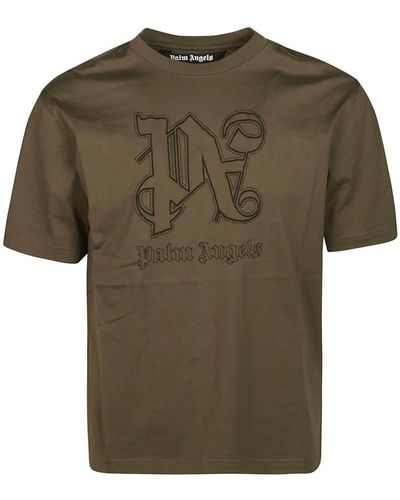 Palm Angels Stylisches ts monogram logo t-shirt - Grün