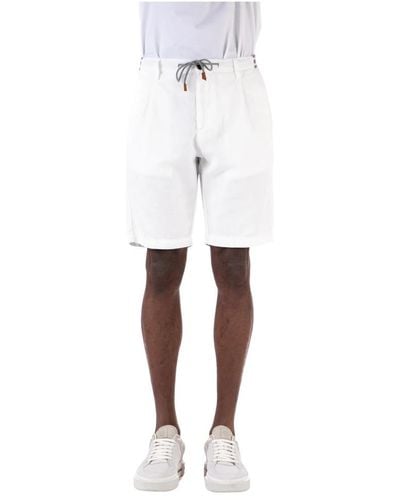 Eleventy Weiße bermuda shorts mit kordelzug in der taille