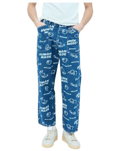 Human Made Jeans con stampa logo - Blu