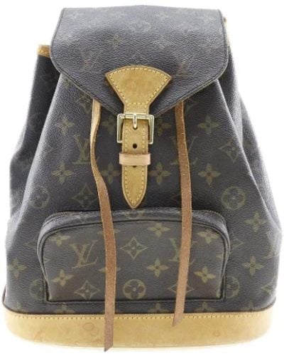 Louis Vuitton Zaino montsouris in tela marrone usato - Grigio