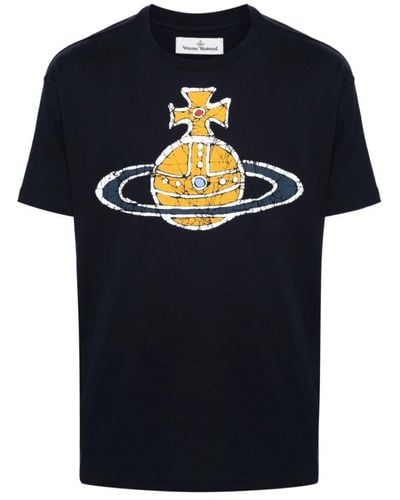 Vivienne Westwood Blaue baumwoll-t-shirts und polos mit unterschrift orb logo