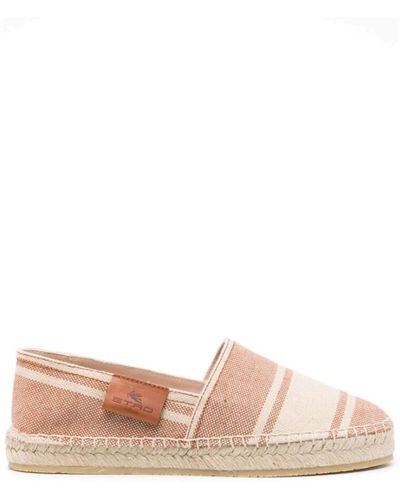 Etro Zapatos beige de lona con detalles de rayas - Rosa