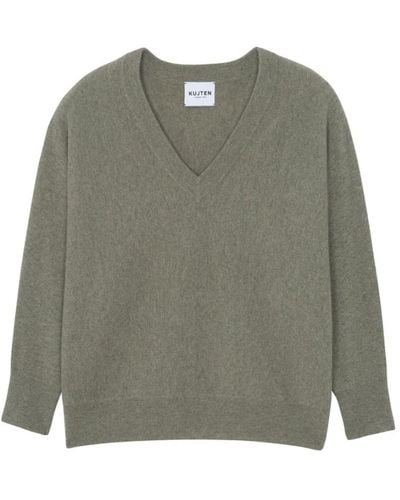 Kujten Oversized v-neck cashmere sweater - Grün