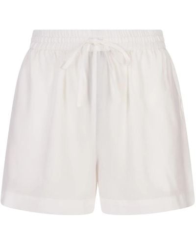 P.A.R.O.S.H. Weiße seiden-shorts mit elastischem bund