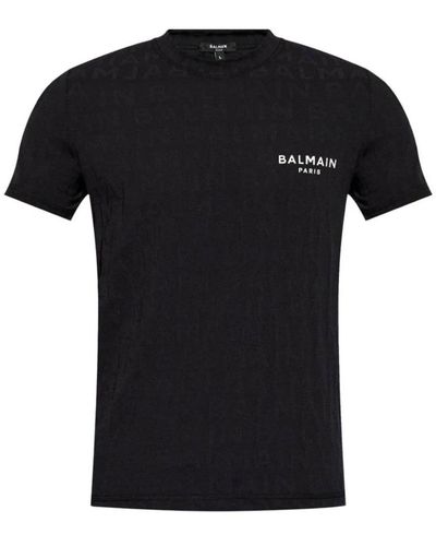 Balmain Schwarzes stretch slim fit logo t-shirt