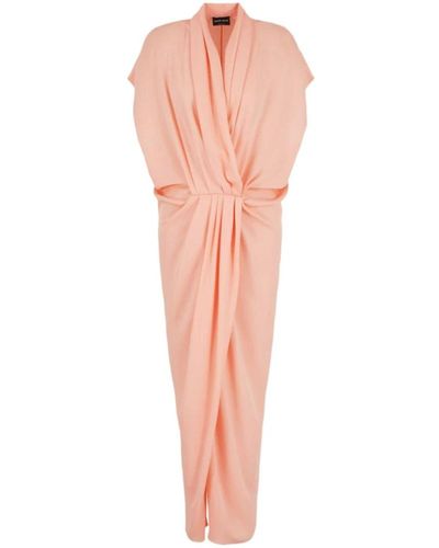 Giorgio Armani Seidenkleid mit drapiertem v-ausschnitt - Pink