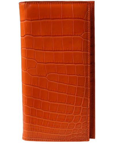 Dolce & Gabbana Porta carte bifold in pelle di coccodrillo arancione