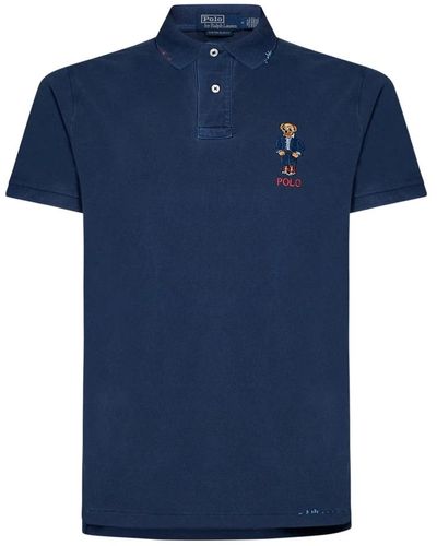 Ralph Lauren Polo t-shirt e polos blu con polo bear