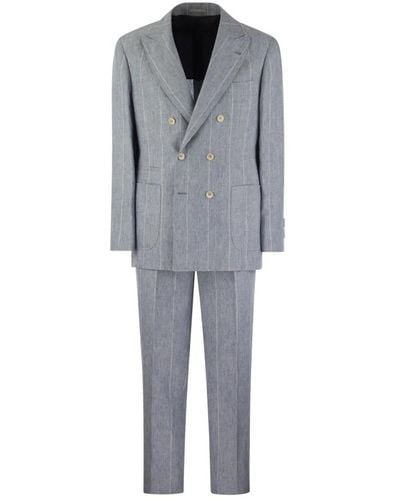 Brunello Cucinelli Broad pinstripe linen suit - Grigio