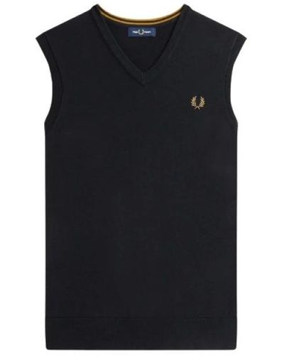 Fred Perry Sleeveless Knitwear - Black