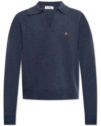 Vivienne Westwood Maglione di lana da calcio con colletto - Blu