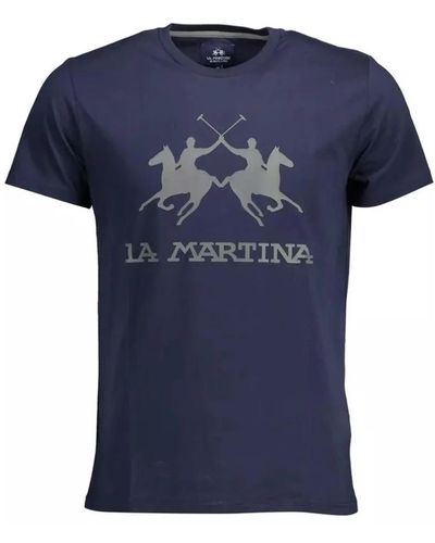 La Martina Blauer crew neck t-shirt mit print