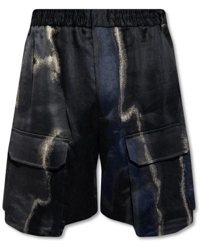 Fendi Leinen baumwolle shorts elastischer bund taschen - Schwarz