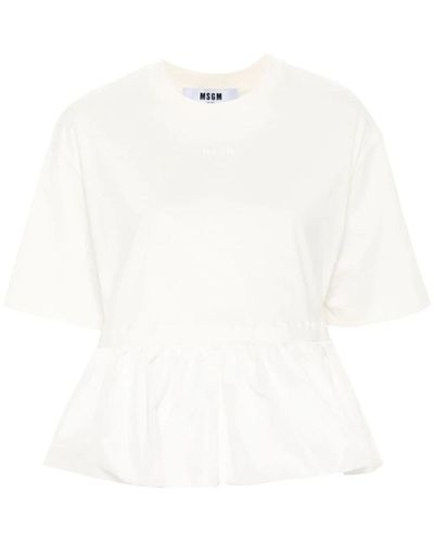 MSGM Farbblock peplum t-shirt - Weiß