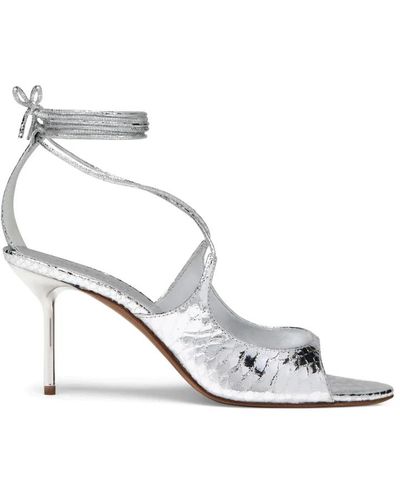 Paris Texas Silberne python lace-up stiletto sandalen - Weiß