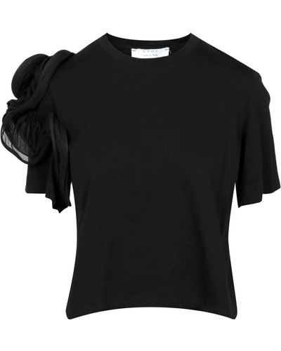 Kaos Camiseta de algodón negra con cuello redondo - Negro