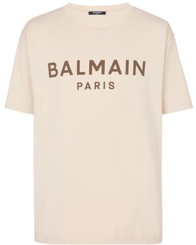 Balmain S Baumwoll-T-Shirt - Klassisches Modell - Natur