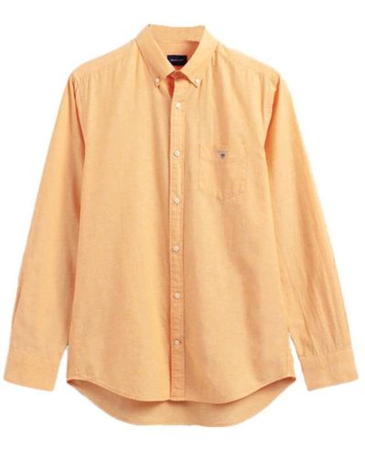 GANT Camicia in cotone e lino regular - Neutro