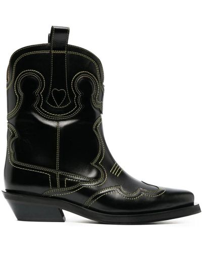 Ganni Cowboy Boots - Black
