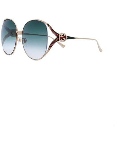 Gucci Goldene sonnenbrille mit originalzubehör - Blau