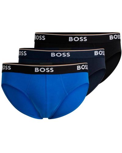 BOSS Slip in cotone 3 pezzi con elastico logo - Blu