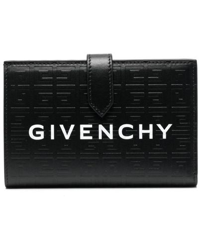 Givenchy Schwarze logo-print leder bi-fold brieftasche