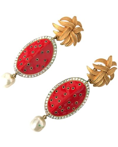 Dolce & Gabbana Orecchini pendenti in cristallo - Rosso