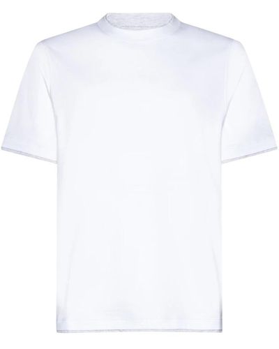 Brunello Cucinelli Weiße baumwoll-jersey-rundhals-t-shirts