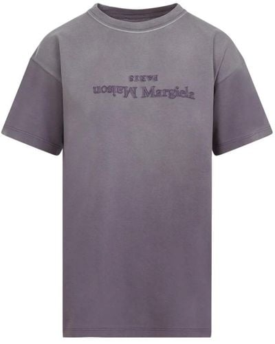 Maison Margiela Aubergine magliette in cotone rosa & viola