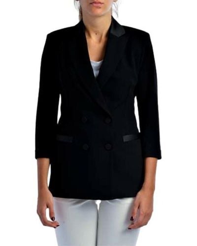 Imperial Double Breasted Blazer with Satin Look Details - Schwarz