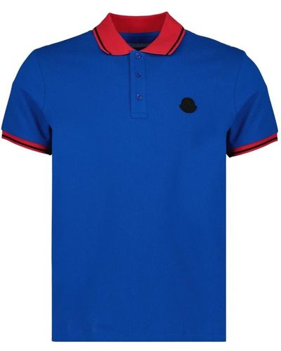 Moncler Tricolor polo shirt klassische passform kurzarm - Blau