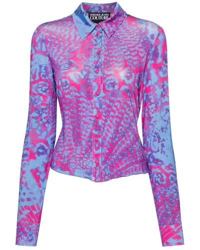 Versace Jeans Couture Animal print mehrfarbiges stretch-shirt - Lila