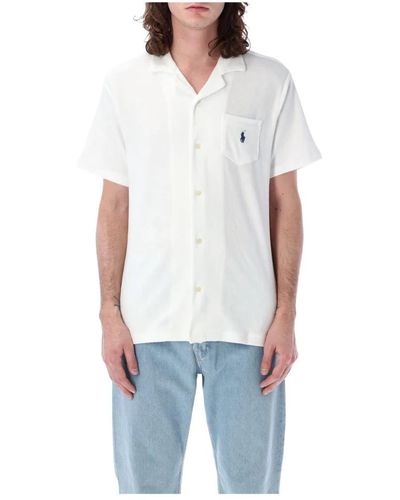 Ralph Lauren Camicia da bowling bianca colletto classico - Blu