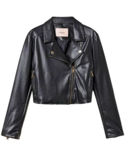 Twin Set Leather Jackets - Black