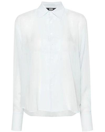 Gcds Camicia in georgette di seta - Bianco
