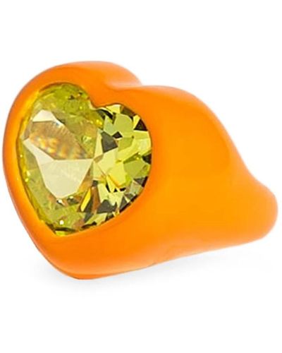 Dans Les Rues Luxus herz ring mit zirkonia-steinen und emaille - Orange