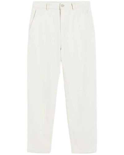Max Mara Studio Pantalón de algodón corte zanahoria doble costura - Blanco