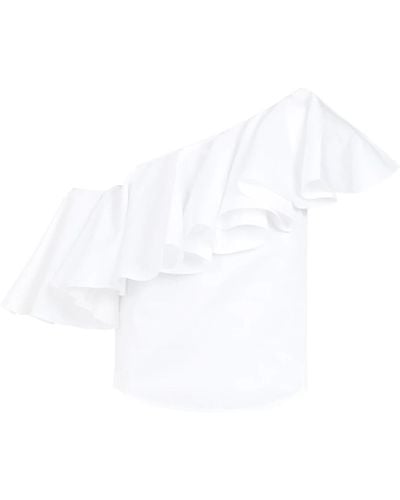 Giambattista Valli Top in cotone bianco con una spalla