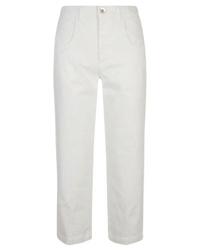 Eleventy Pantalones blancos de denim con pliegues