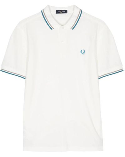 Fred Perry Polo blu a righe doppie - Bianco